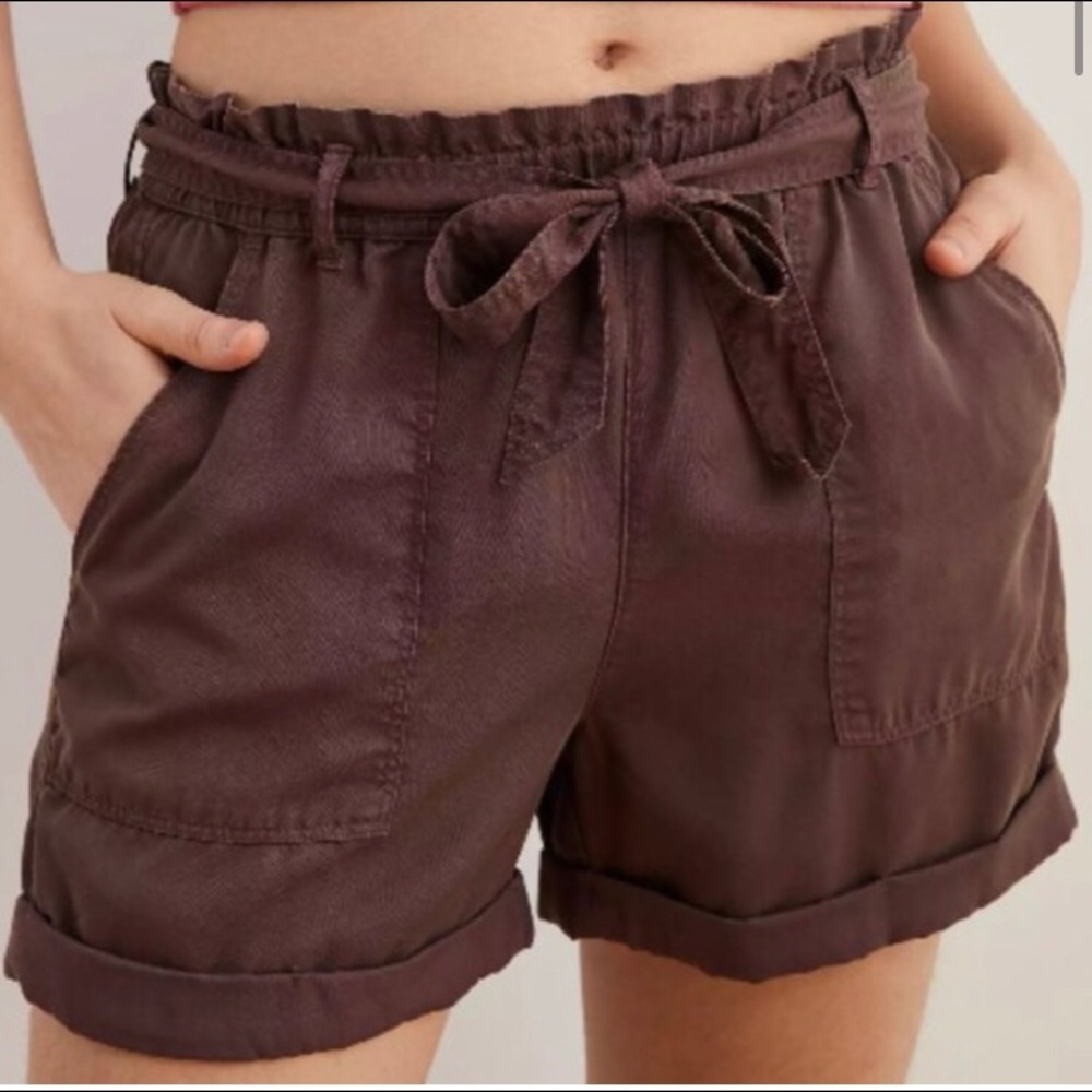 Aerie Chocolate Brown Paperbag Shorts